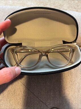 Vogue Transparent Gray Slim Rectangular Glasses w/Black Case - like new!